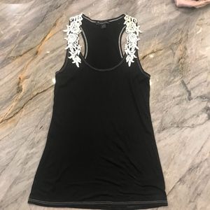 Black Tank top with white pattern on shoulders